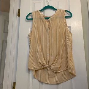 Lucky Brand Yellow and White Striped Button-up Tank Womens M NWT